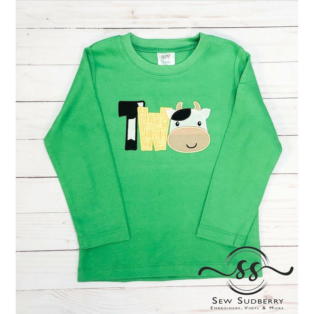 Two - Cow - 2nd Birthday Shirt – Sew Sudberry
