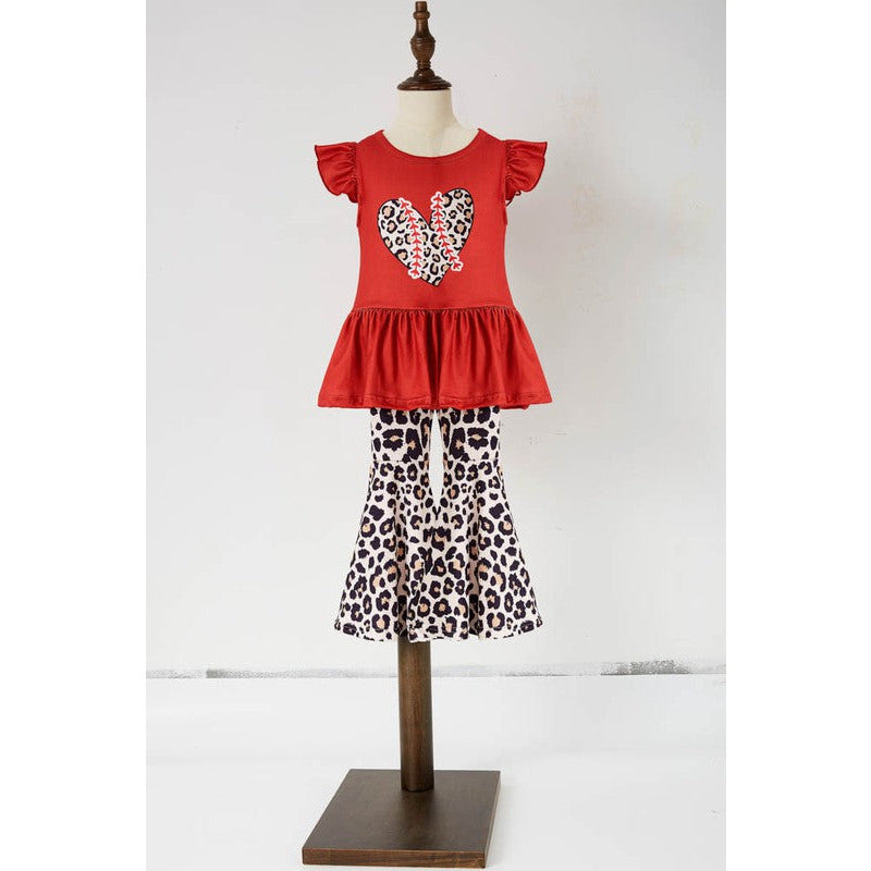 Leopard Baseball Heart Girls Set