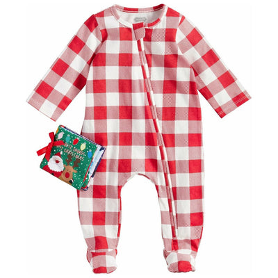 BOYS PLAID CHRISTMAS SLEEPER AND BOOK