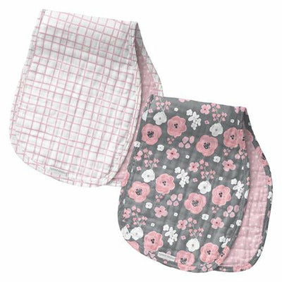 Charcoal Flower Muslin Burp Cloth Set