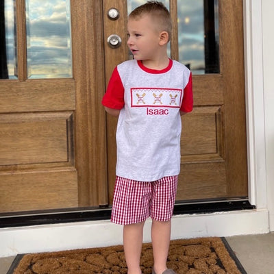 Baseball Smocked Short Set