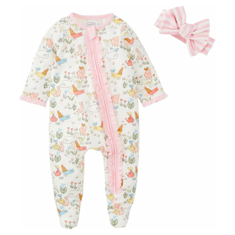 FARMHOUSE BABY SLEEPER AND HEADBAND SET