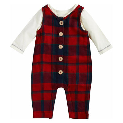 TARTAN BABY OVERALL SET