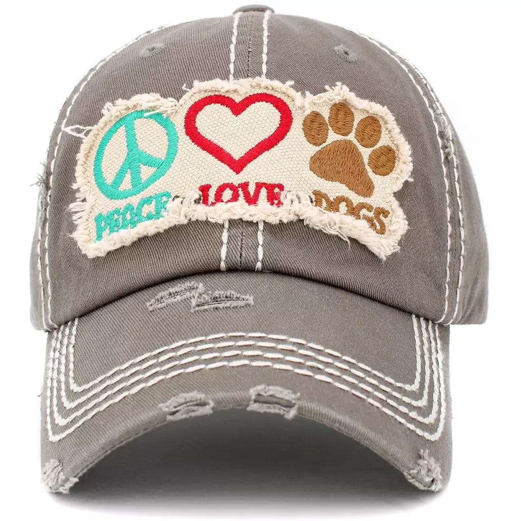 Peace Love Dogs - Vintage Washed Baseball Cap