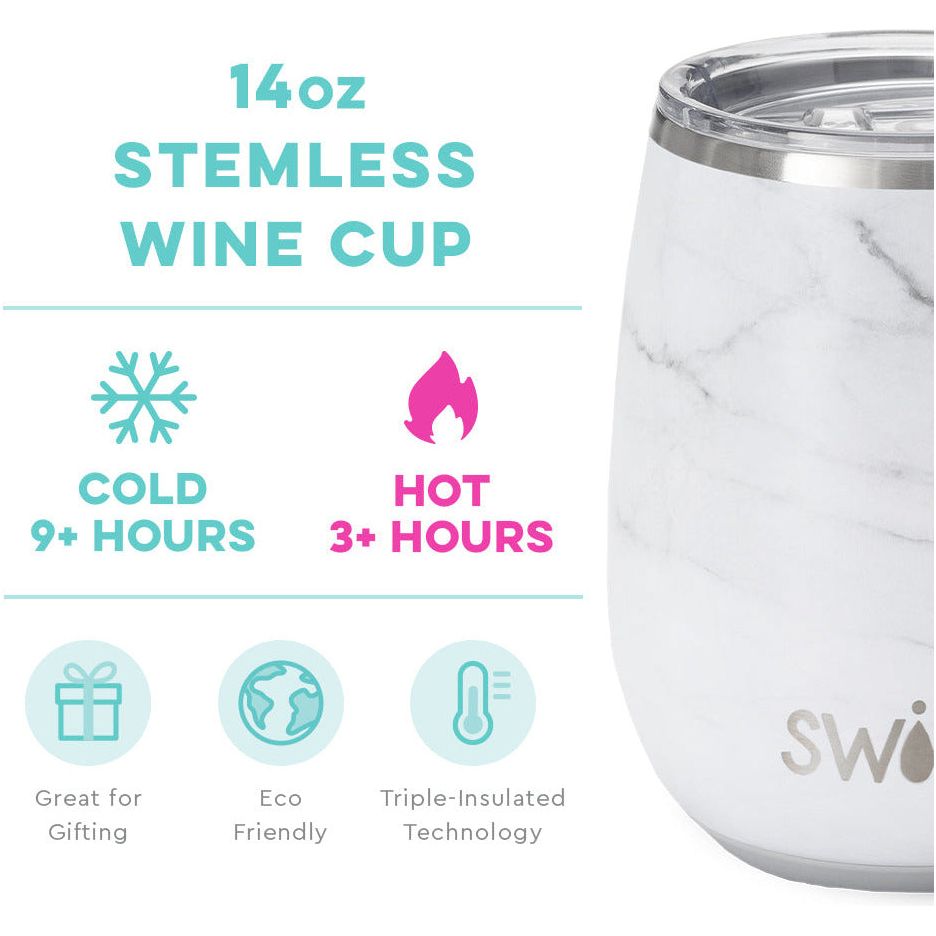 Marble Stemless Wine Cup (140z) - Swig Life