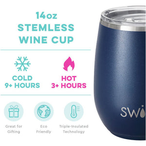 Matte Navy Stemless Wine Cup (140z) - Swig Life