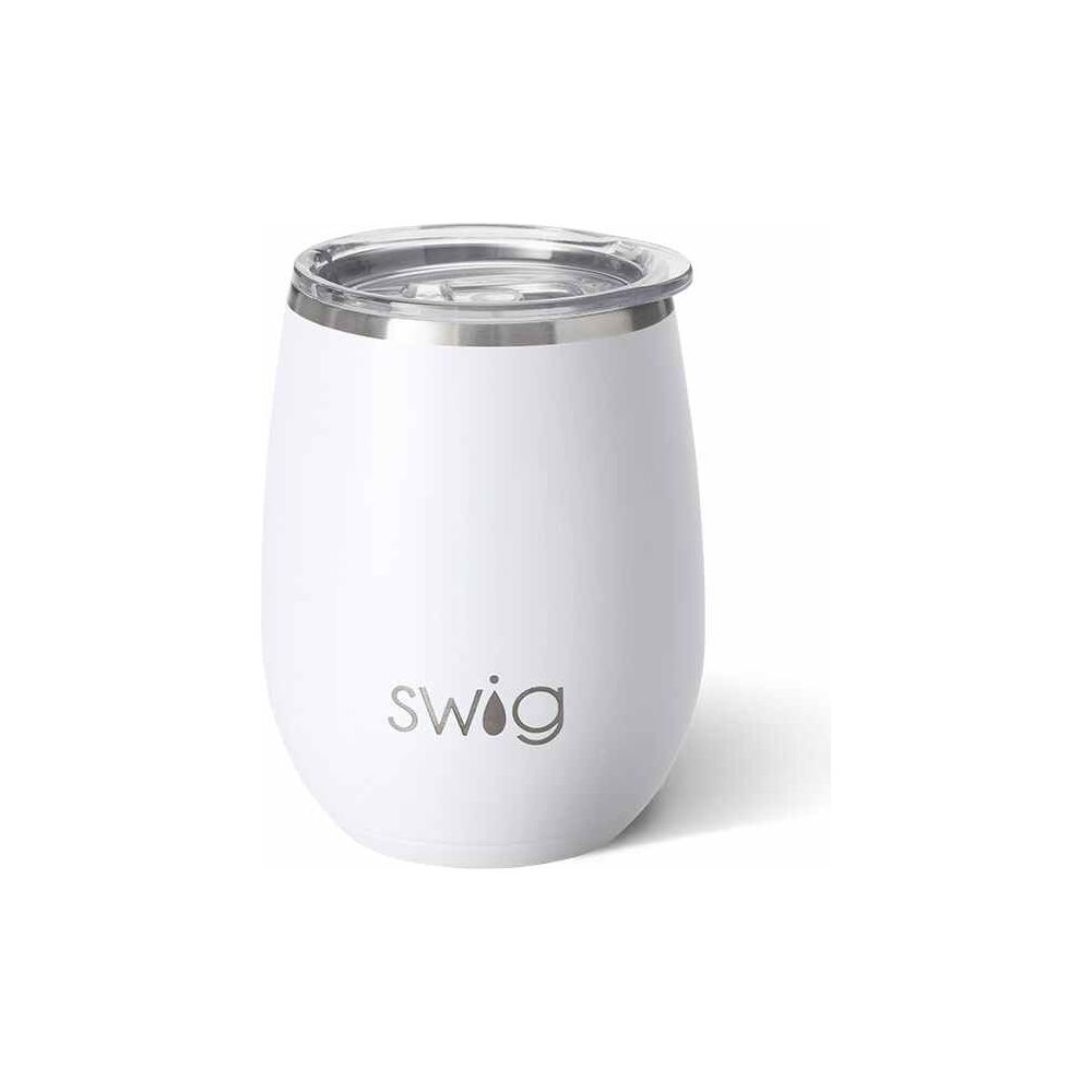 Matte White Stemless Wine Cup (140z) - Swig Life