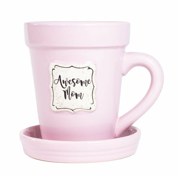 Pink Flower Pot Mug - Awesome Mom