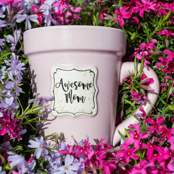 Pink Flower Pot Mug - Awesome Mom