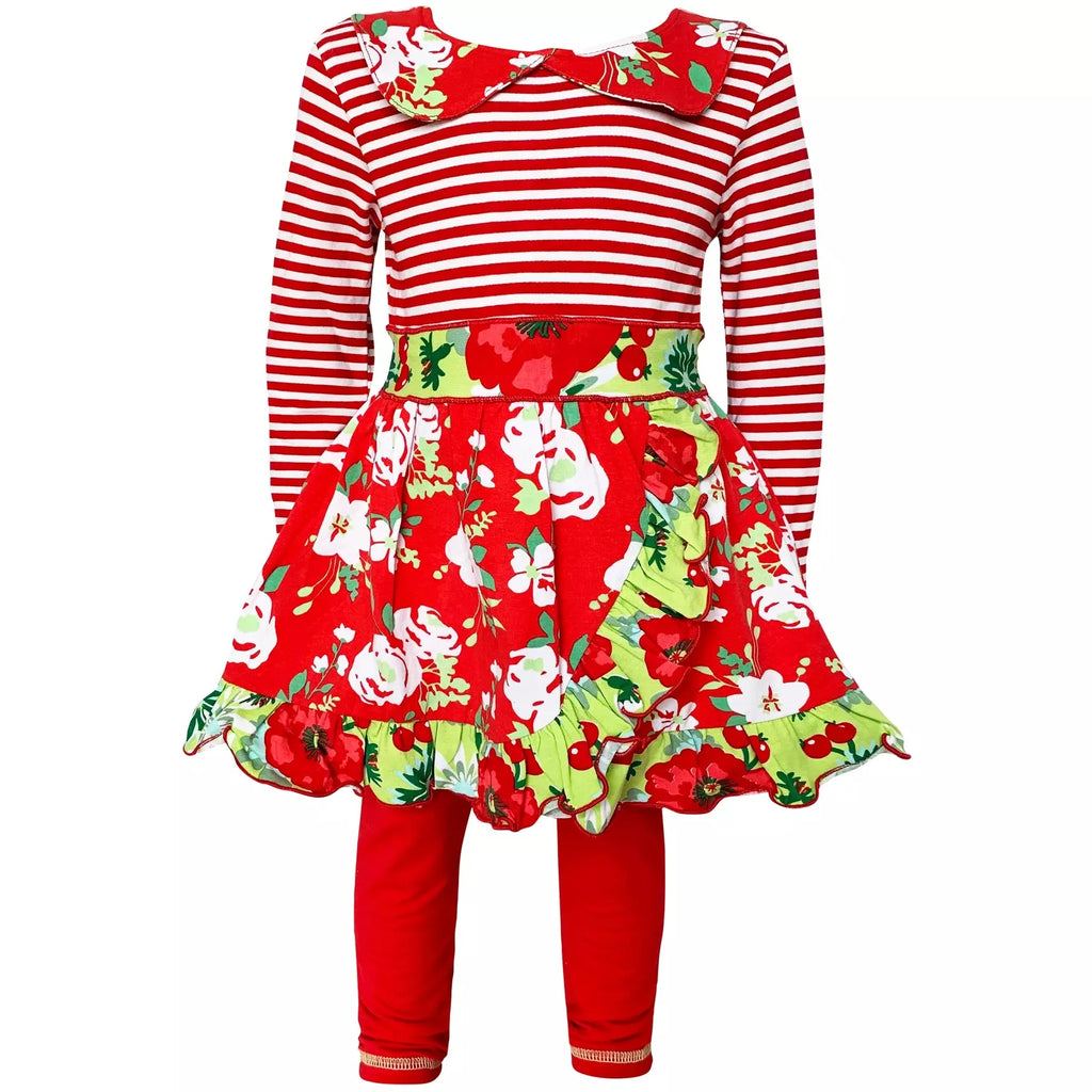 Red Christmas Floral Holiday Dress Outfit
