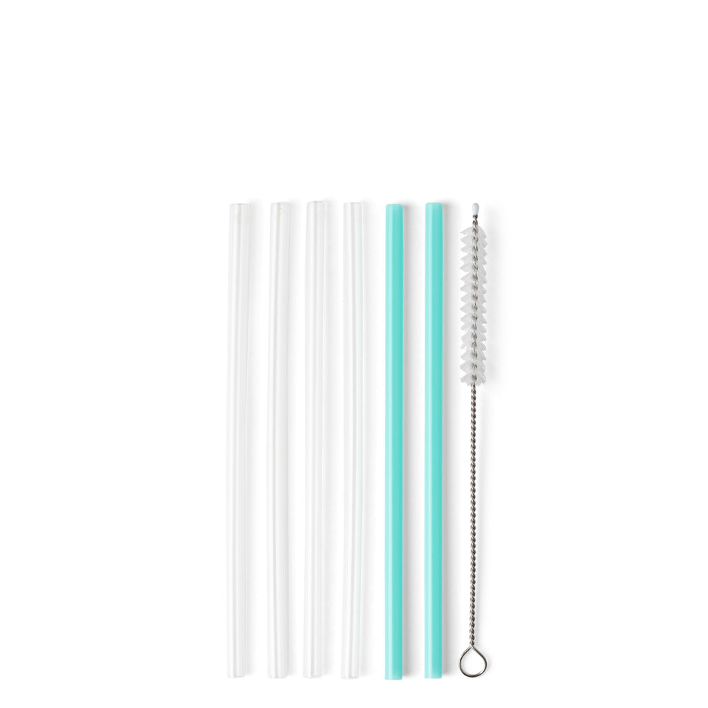 Clear + Aqua Reusable Short Straw Set- Swig